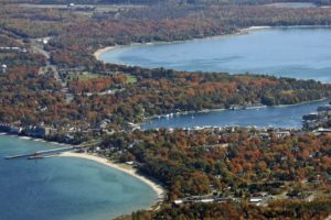 Aerial View of Charlevoix in Fall