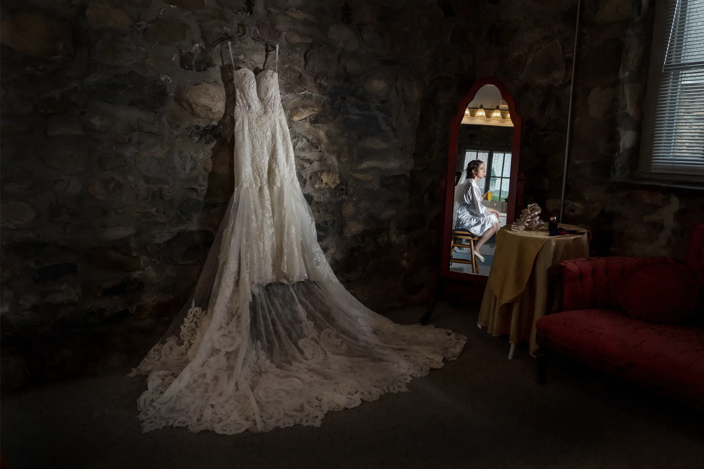wedding dress at Castle Farms