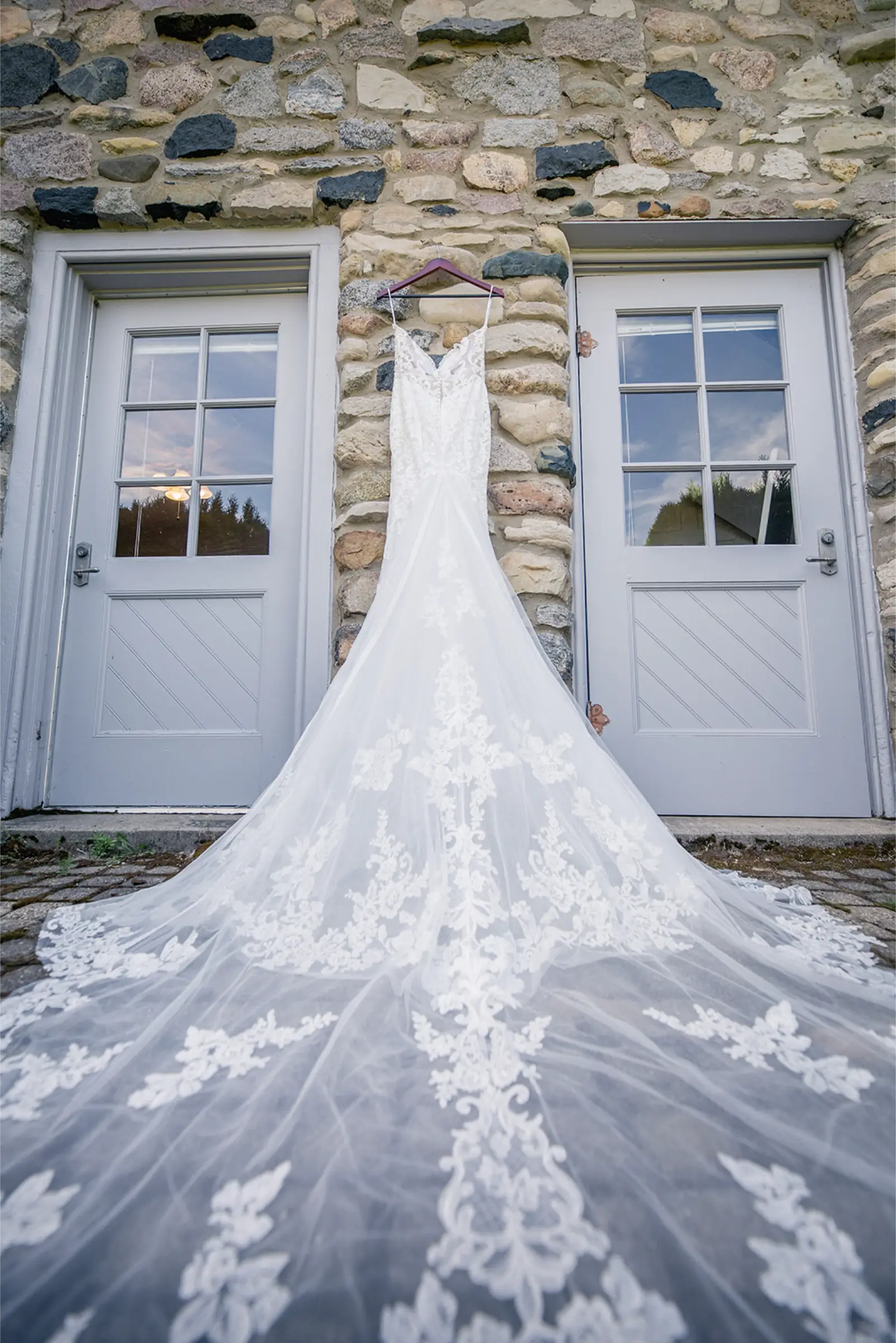 white wedding dress at Castle Farms