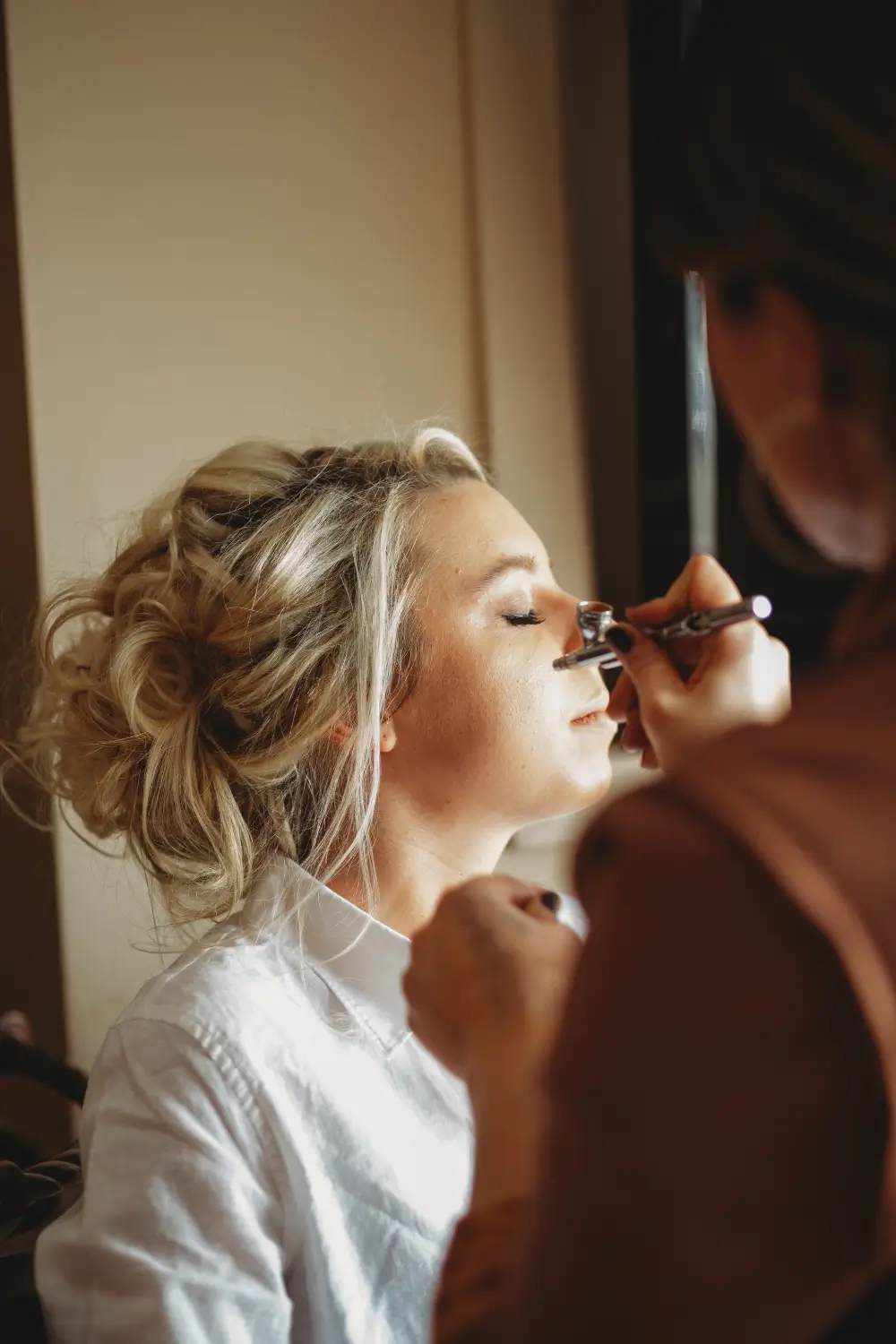 makeup application before wedding