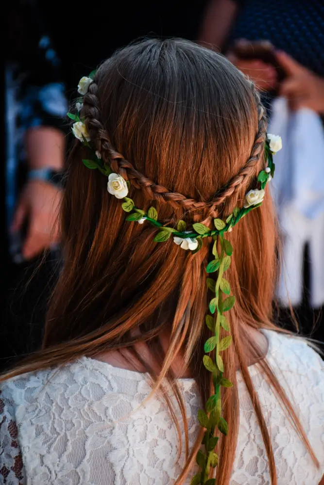 1970’s Style Wedding Dress and Hair