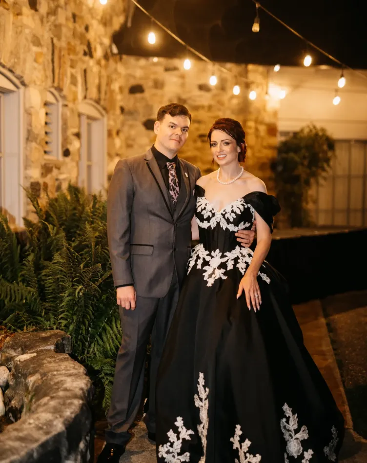 Couple celebrating wedding at Castle Farms