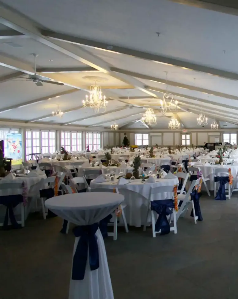 Event space decorated for Christmas at Castle Farms.