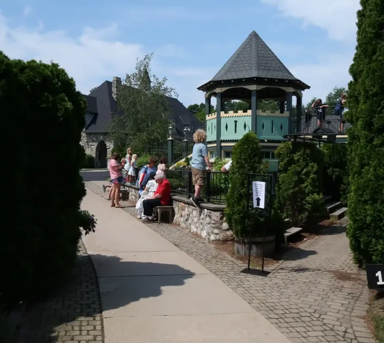 A sidewalk leading to a playground at Castle Farms.