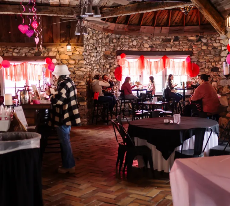 A Valentines Day party at the tavern in Castle Farms.